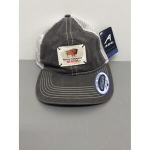 North American Bison Ball Cap - Buffalo Mesh Back Snapback A Head #39‎